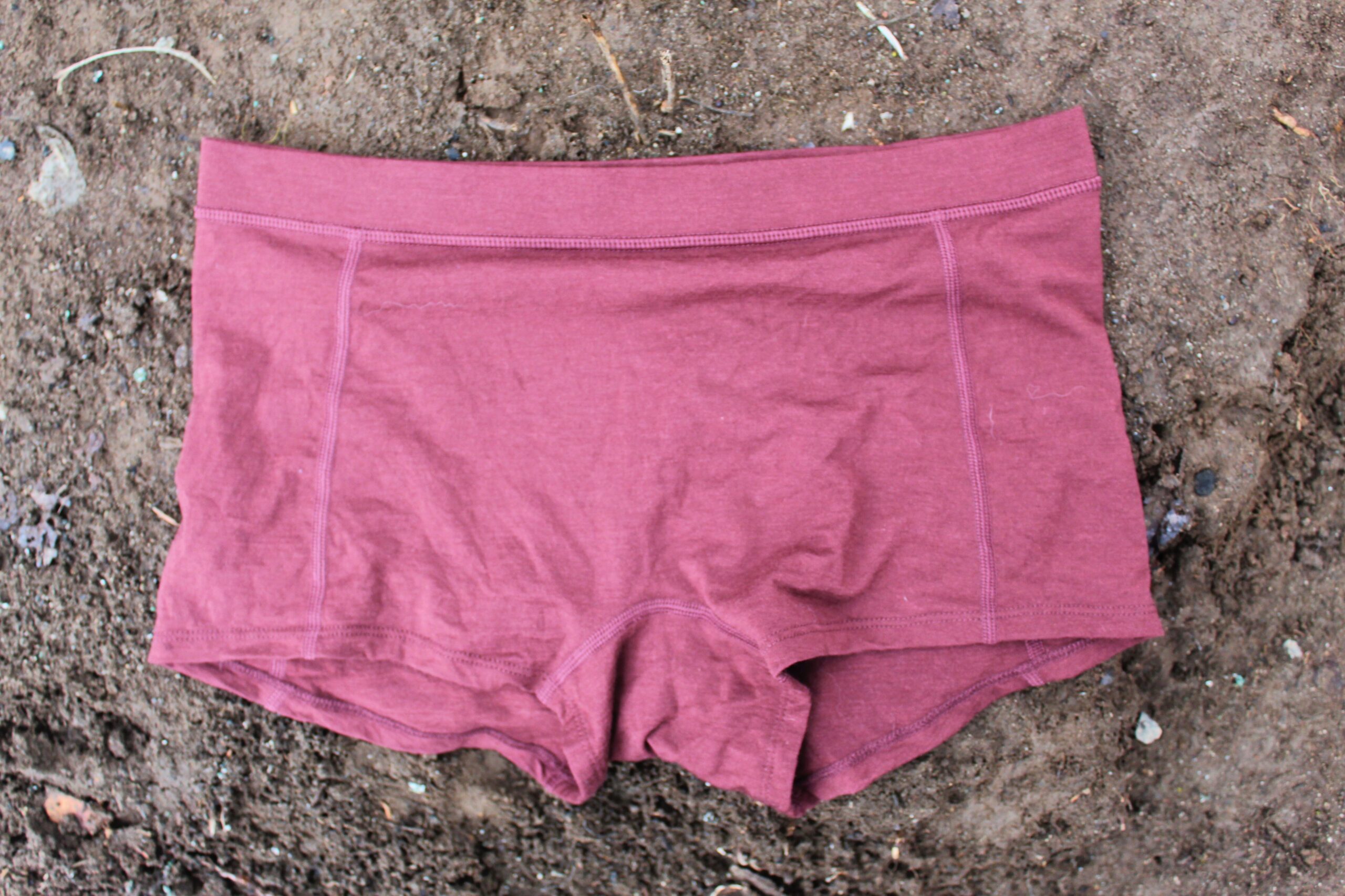 The Ridge Merino Boy Shorts laid ou ton the ground showing the front