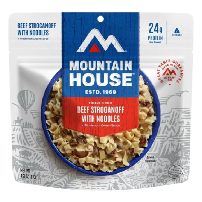 stock image of mountain house dehydrated meal pouch